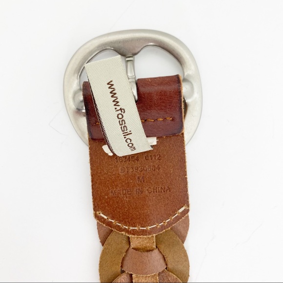 Fossil Leather Links Brown Multi Color Belt M - Picture 5 of 8